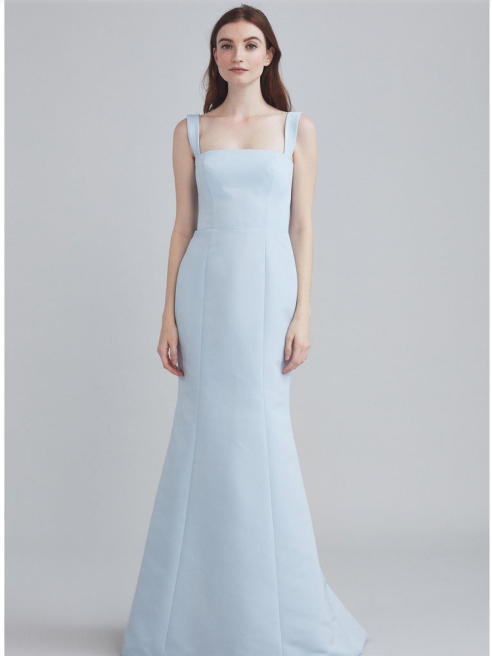 Amsale Ida Square-Neck Dress in Ice Faille